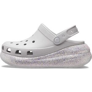 UNISEX CROCS PLATFORM CLOGS SILVER GLITTER WOMENS SIZE 12, MEN SIZE 10
